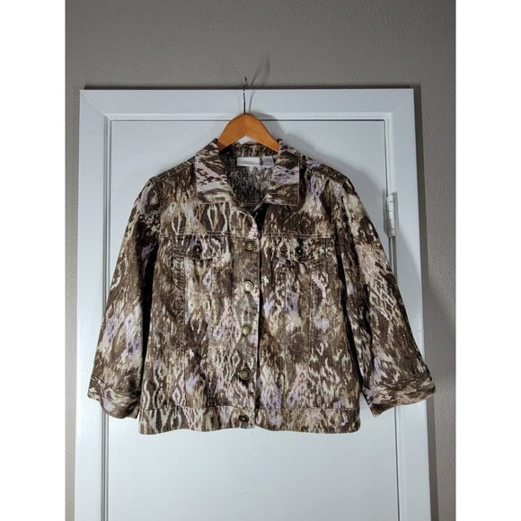 Chicos Women Jacket shimmer  Design Linen Cotton‎ Blend Size 1 - Picture 1 of 9